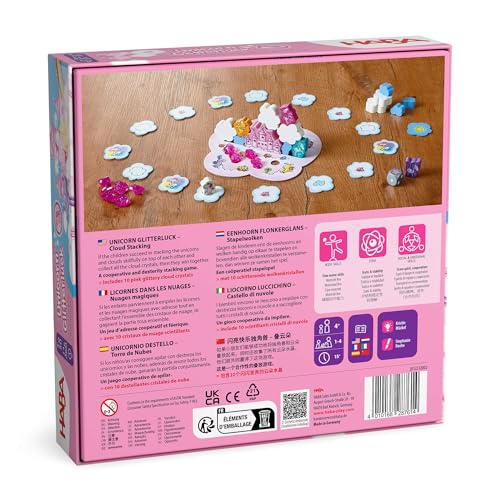 HABA Unicorn Glitterluck Cloud Stacking - Cooperative Kids Board Game - Unicorn Games and Unicorn Gifts- Ages 4+ Made in Germany