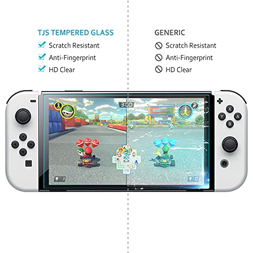TJS 2 Pack Screen Protector for Nintendo Switch OLED Model 2021 7.0" Clear | Tempered Glass Screen Protector Works While Docking 0.3mm Thickness/Bubble Free/Ultra Clear/9H Hardness/ Anti-Fingerprint - size: Nintendo Switch OLED 7.0''