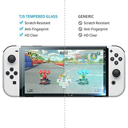 TJS 2 Pack Screen Protector for Nintendo Switch OLED Model 2021 7.0" Clear | Tempered Glass Screen Protector Works While Docking 0.3mm Thickness/Bubble Free/Ultra Clear/9H Hardness/ Anti-Fingerprint - size: Nintendo Switch OLED 7.0''