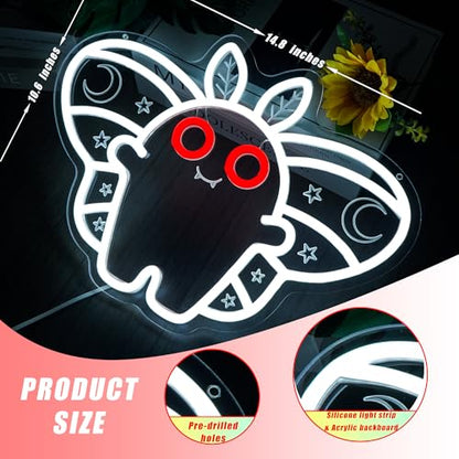 Mothman Neon Sign Cute LED Cryptid Wall Art Cartoon Neon Light for Kids Room Decor Mysterious Creature Light Gift for Fans(14.8 * 10.6inch) - style: Mothman