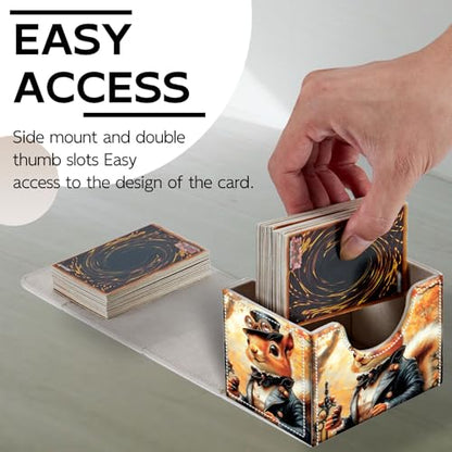 Trading Card Storage Box, Holds 100+ for MTG Cards, Premium PU Leather with Magnetic Closure, Fall Foliage Steampunk Squirrel Durable Deck Box for Magic the Gathering, Trading Card Games - color: Fall Foliage Steampunk Squirrel