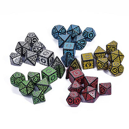5 Sets DND Dice Druid Polyhedral Dice Set (35pcs) with 1 Large Leather Bag, D&D Die Set for RPG Table Games (5Sets/35Pcs Druid Die) - color: 5sets/35pcs Druid Dice