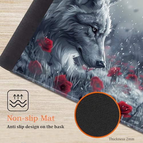 for MTG Playmat Non-Slip Rubber Play Mat with Storage Bag Combination, Ideal for Card Game Lovers TCG Play Mat, Wolf and Rose - color: Wolf and Rose