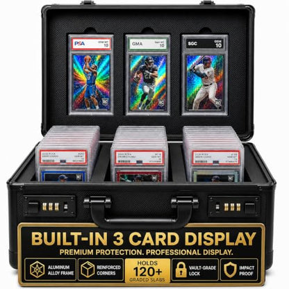 Poshy Graded Card Case – Durable PSA Slab Case with Combination Lock – 3 Row Graded Card Storage Box with 6 Foam Inserts – Compatible with PSA, GMA, HGA, NGS, SGC, CSG – Holds up to 480 Top Loaders