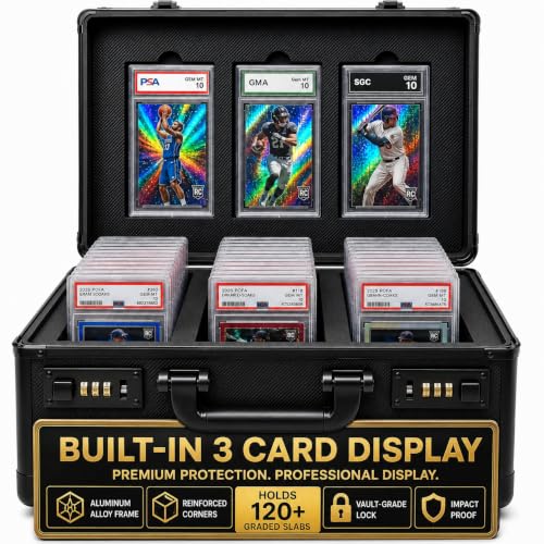 Poshy Graded Card Case – Durable PSA Slab Case with Combination Lock – 3 Row Graded Card Storage Box with 6 Foam Inserts – Compatible with PSA, GMA, HGA, NGS, SGC, CSG – Holds up to 480 Top Loaders