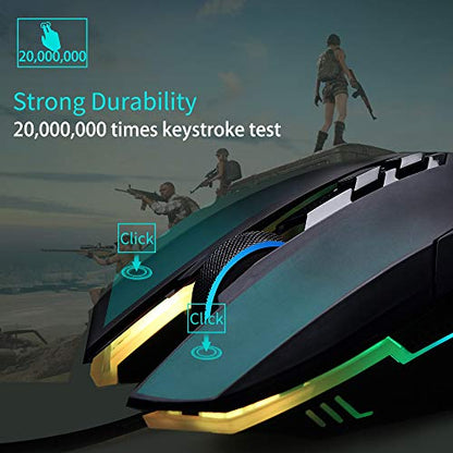Wired Gaming Mouse with Side Buttons, Ergonomic Mouse with 4 LED Backlight Modes Up to 3200 DPI for Laptop/PC/MacBook Pro E-YOOSO X-5