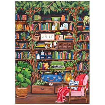 RoseArt Hobby Haven Bookshelf 1000 Piece Jigsaw Puzzle | 19.25" x 26.625" Finished Size, Fully Interlocking Pieces, Bonus Poster Included, Made in USA - style: Bookshelf