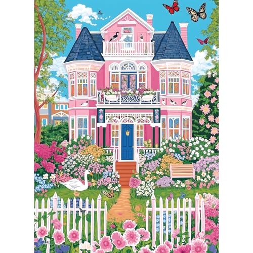 Puzzles for Adults 500 Pieces,Beautiful Manor Puzzle for Adults 500 Pieces,Spring Garden House Jigsaw Puzzles for Seniors, Perfect for Game Nights Giving Puzzles,20.5x15 in - style: Sunshine Villa