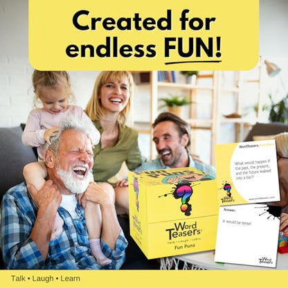 ? WORD TEASERS Fun Puns - Fun & Funny Joke Cards for Kids & Adults - A Pun Card Game Full of Cheesy Jokes - Word Riddle Pun Game - 150 Joke Cards for Adults & Kids - style: Fun Puns