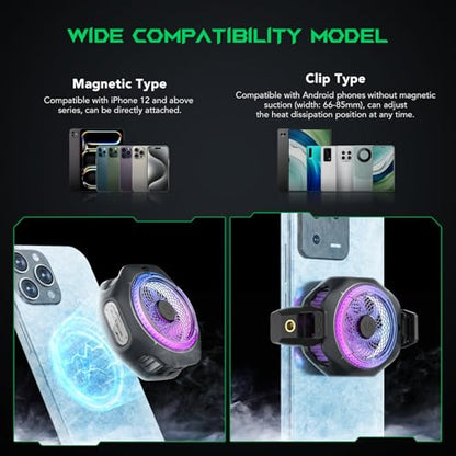 Black Shark Magnetic Cell Phone Cooler 4Pro, Portable RGB Cooling Fan, Cellphone Radiator with Removable Grip, App-Controlled Smart Temperature Control for iPhone MagSafe Series/Android/Tablet/iPad - color: New 4Pro Black
