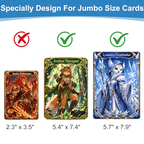 WITHYU Jumbo Card Binder, 5.7 x 7.9 Inch 3-Ring Trading Card Album with Zipper, Holds Oversized Jumbo Cards, 40 Removable Sleeves with 80 Pockets, Waterproof PU Leather Collector Binder, Black - color: 5.7x7.9-black