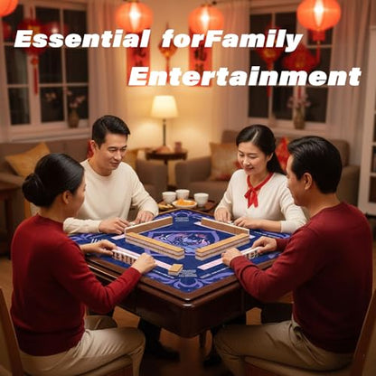 Purple Mahjong Mat for Table, American Mahjong Mat with Printed Rules, 31.5x31.5 in, Anti-Slip, Noise-Reducing Table Cover with Carrying Bag for Mahjong, Poker, Dominoes and Card Games - color: Purple