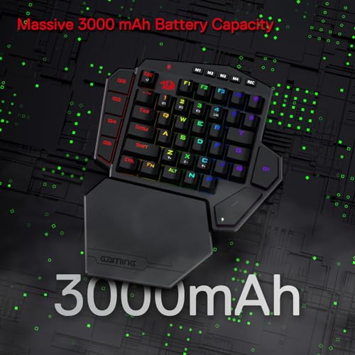Redragon K585 PRO Wireless One-Handed Mechanical Keyboard, 42 Keys 3-Mode RGB 40% Gaming Keypad w/ 7 Onboard Macro Keys, Detachable Wrist Support, Rechargeable Battery (Blue Switch) - color: Blue Switch