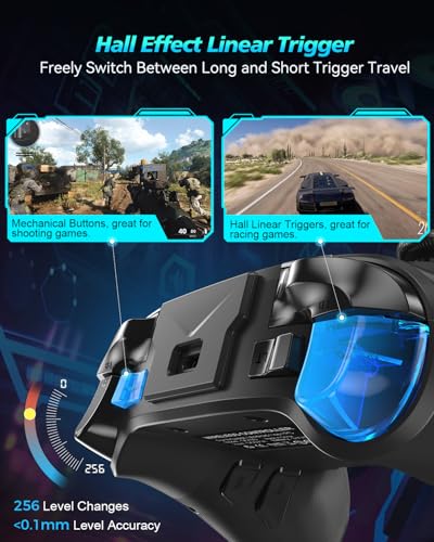 YIONON Wireless PC Controller with Hall Effect Joysticks and Triggers | Bluetooth Controller for Windows PC/Switch/Android/Mobile/TV/iOS/MAC with Loop Macro, Vibration, Turbo, Motion Control - color: Whole Black