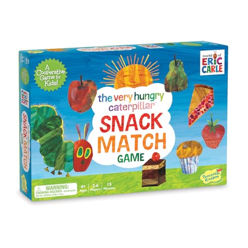 World of Eric Carle , The Very Hungry Caterpillar Snack Match Game – Cooperative Memory Board Game for Kids Ages 4+, 2‑6 Players, 3‑D Leaf Board & 31 Tokens Included