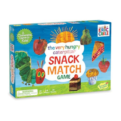 World of Eric Carle , The Very Hungry Caterpillar Snack Match Game – Cooperative Memory Board Game for Kids Ages 4+, 2‑6 Players, 3‑D Leaf Board & 31 Tokens Included