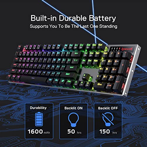 Redragon K556 PRO Upgraded Wireless RGB Gaming Keyboard, BT/2.4Ghz Tri-Mode Aluminum Mechanical Keyboard w/No-Lag Connection, Hot-Swap Linear Quiet Red Switch - color: Black PRO, size: Red Switch