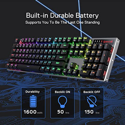 Redragon K556 PRO Upgraded Wireless RGB Gaming Keyboard, BT/2.4Ghz Tri-Mode Aluminum Mechanical Keyboard w/No-Lag Connection, Hot-Swap Linear Quiet Red Switch - color: Black PRO, size: Red Switch