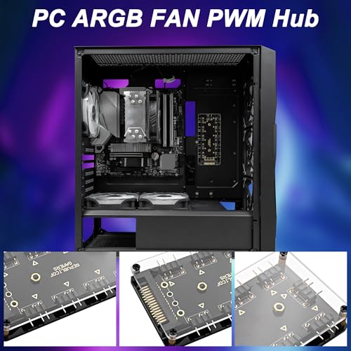 MEIRIYFA 5V 3핀 ARGB 스플리터 허브, 1~10방향 LED 팬 허브 컨트롤러, 50CM 연장 코드/SATA 전원 연장 케이블 어댑터 포함, PC ARGB 팬 쿨러용