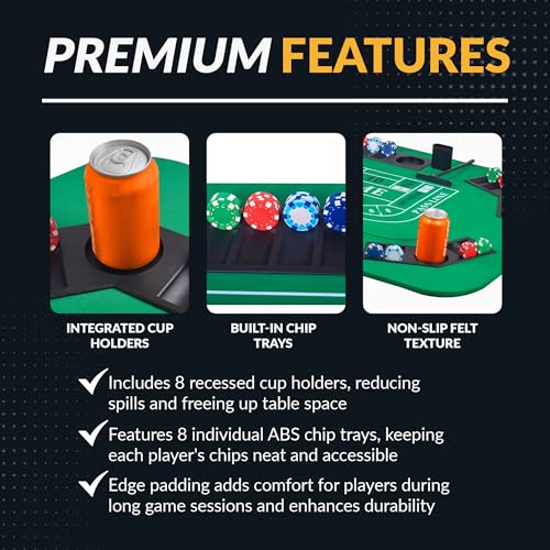 Hathaway No Limit 3-in-1 Portable Casino Tabletop, Black/Green