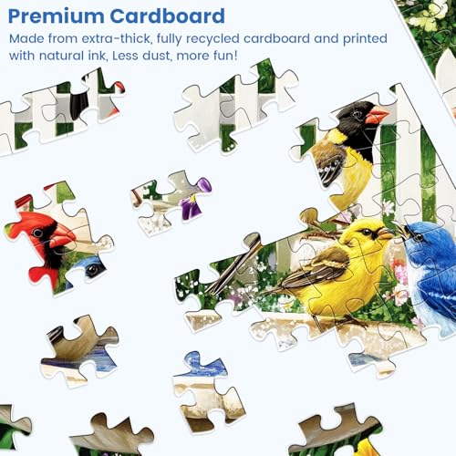 500 Pieces Puzzle for Adults,Birds Bath Flower Fence Puzzle,Recycled Cardboard Animals Jigsaw Puzzle 500 Pieces,Challenging Game Home Decor Birthday Party Gift Toy for Adults Seniors 20.5 * 15 in - style: Bath Birds