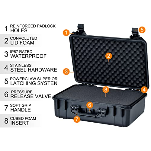MEIJIA All Weather IP67 Waterproof Hard Camera Case,Hard Protective Case,Hard Case with Customizable Foam,Fit Use of Drones,Camera,Equipments,Pistols(Black,18.5 x14.06x6.93inches) - color: Black, size: 18.5 x14.06x6.93inches