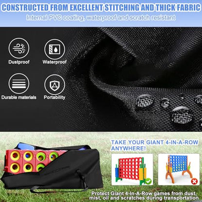 Heavy Duty Carrying Bag Compatible with Giant 4 in a Row Game,[Front Pocket+840d Oxford] Easy Storage for Jumbo 4 to Score Four Outdoor Yard Game Large Storage Bag(Game Not Included)