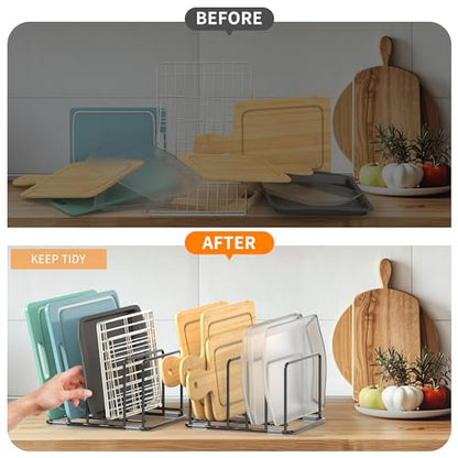 Cutting Board Organizer, Kitchen Cabinet Organizer | , Divided Rack with 5 Slots for Baking Trays, Cutting Boards - Cookie sheet Organizer, Baking Sheets Holder (medium) - style: 1PC(Medium)