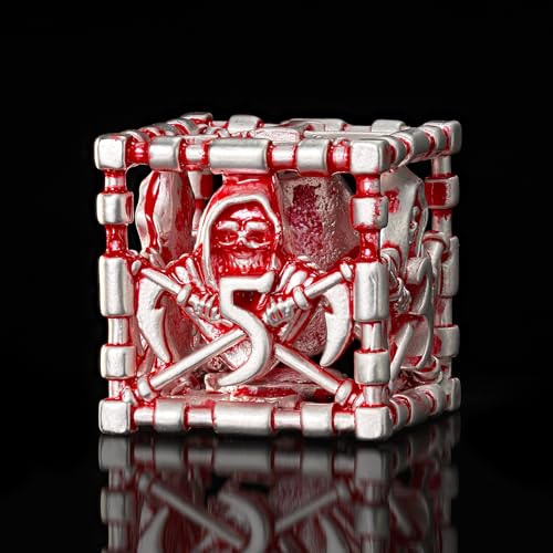 DND Dice Set,HNCCESG DND Hollow Polyhedral Dice Red White Grim Reaper Metal 7Pcs Dice Set with Gift Box for Dungeons and Dragon Tabletop Game for MTG RPG(Matt red White) - color: Matt Red White Ss