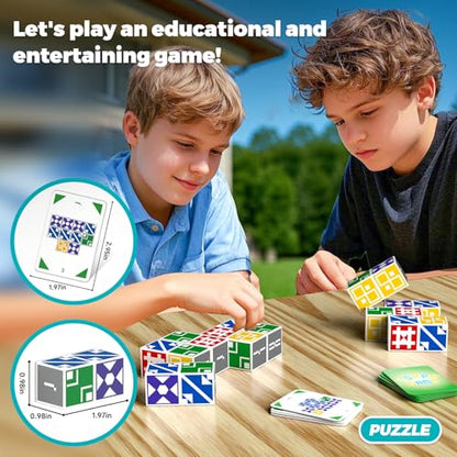Family Matching Game for Kids & Adults, Block Puzzle Board Games for Boys & Girls Ages 6-8 8-12, 2 Player Card Puzzles for Children 6+ Year Olds - size: Edition 1.0: 2 players