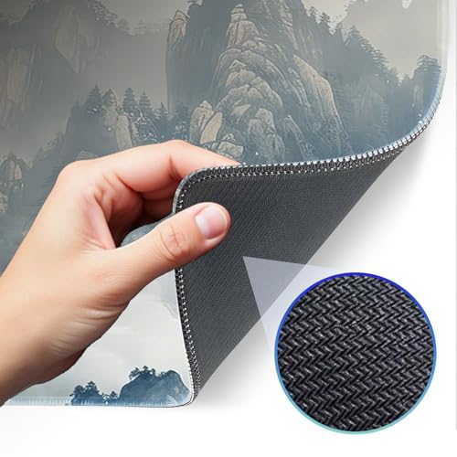 Gaming Mouse Pad, Non-Slip Rubber Base, Enlarged Mouse Pad with Stitching for Gaming, Office and Home, 31.5x11.8 Inch, Mountain Ink Painting - color: Mountain ink painting