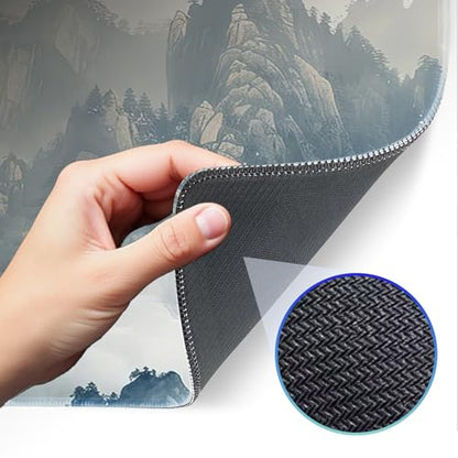 Gaming Mouse Pad, Non-Slip Rubber Base, Enlarged Mouse Pad with Stitching for Gaming, Office and Home, 31.5x11.8 Inch, Mountain Ink Painting - color: Mountain ink painting