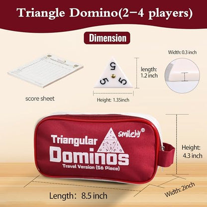 Smilejoy Triangle Domino,Triangular Domino Tiles with Brass Spinners Tabletop Game for Kids Ages 7 and Up, 56 Tiles, Classical Board Game, mathing Skill Trainning (2-4 Players)