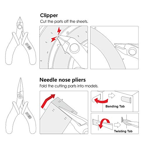 Piececool 3D Metal Model Kits Tools Set, 2Pcs Mini Flat Nose Plier Nipper DIY Tool for 3D Metal Puzzle Model Kit Jigsaw Assembling