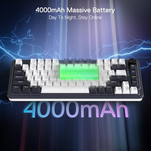 Redragon K673 PRO Wireless 81-Key RGB Gasket Gaming Keyboard, Scroll Knob | Multi-Function Control Wheel, 0-Delay Tri-Mode, Cushioned 5-Layer Noise Dampening for Creamy Thocky Sound, Compact 80% Size - color: Abyssal Blue, size: 81 Keys + No LCD Screen