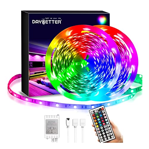 DAYBETTER Led Strip Lights 40ft, RGB Color Changing Led Strips with 44 Keys Remote Control for Room, Bedroom, Suitable for Home Decor, Living Room, Kitchen, Home Party Decoration, 24V - size: 40FT