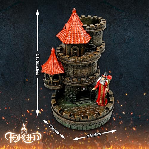 Forged Dice Co. Wizard's Castle Dice Tower - Hand Painted - Fits Dungeons and Dragons Dice - Red - color: Red Wizard