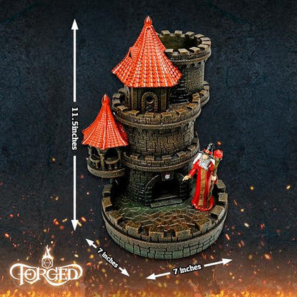 Forged Dice Co. Wizard's Castle Dice Tower - Hand Painted - Fits Dungeons and Dragons Dice - Red - color: Red Wizard