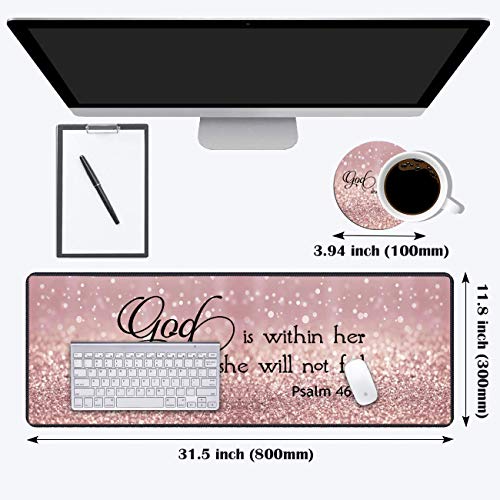 Desk Pad Gaming Mouse Pad,Stitched Edges Design Large Mouse Pad for Laptop Computer Chicago Skyline Scene at Night Desk Writing Mat for Office & Home - color: Bible Verse Psalm 46:5