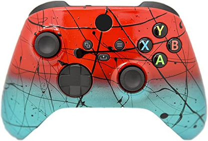 Hand Airbrushed Fade Custom Controller Compatible with Xbox Series X/S & Xbox One (Series X/S Red & Teal) - color: Series X/S Red & Teal