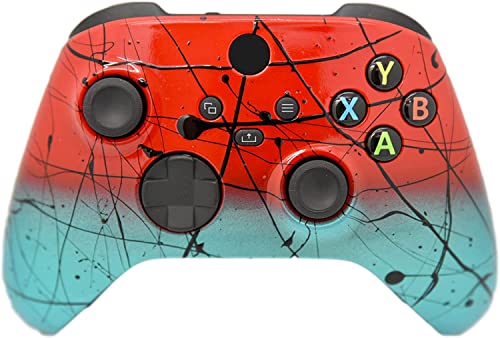 Hand Airbrushed Fade Custom Controller Compatible with Xbox Series X/S & Xbox One (Series X/S Red & Teal) - color: Series X/S Red & Teal