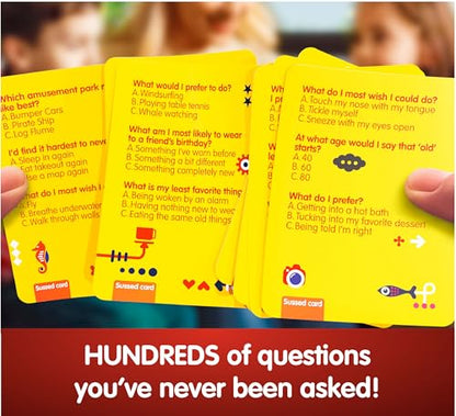 SUSSED The Wacky ‘What Would You Do’ Social Card Game - Fun & Easy for Kids - Family Travel Game for Road Trips & Car Journeys - Ages 6 & Up - Yellow Deck - color: Hello Yellow (Hilarious Everyday Events Theme)