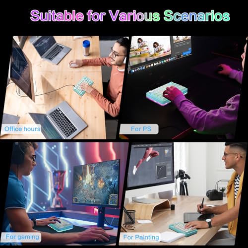 Koolertron Single-Handed Macro Mechanical Keyboard, RGB LED Backlit Portable Mini One-Handed Mechanical Gaming Keypad 39 Fully Programmable Keys (39 Keyboard Blue) - style: 39 Keyboard Blue