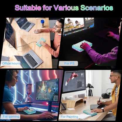 Koolertron Single-Handed Macro Mechanical Keyboard, RGB LED Backlit Portable Mini One-Handed Mechanical Gaming Keypad 39 Fully Programmable Keys (39 Keyboard Blue) - style: 39 Keyboard Blue