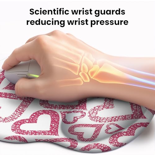 Mouse pad with Wrist Rest,Relieving Pain Memory Foam Computer pad, Ergonomic Desktop Mouse, Silicone Material Mouse pad, with Non-Slip PU Base (Love) - color: Love