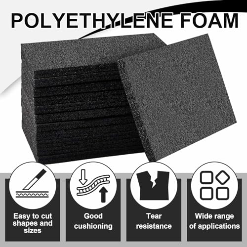Frienda 4 Pcs 12" x 8" x 2" Polyethylene Foam Sheet Thick Black Packing Foam Padding Customizable PE Board Cushion Inserts for Cases Craft Shipping Moving DIY Projects Toolbox Storage - size: 12 x 8 x 2 inches