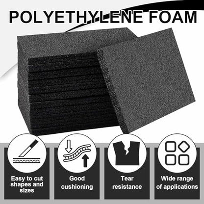 Frienda 4 Pcs 12" x 8" x 2" Polyethylene Foam Sheet Thick Black Packing Foam Padding Customizable PE Board Cushion Inserts for Cases Craft Shipping Moving DIY Projects Toolbox Storage - size: 12 x 8 x 2 inches