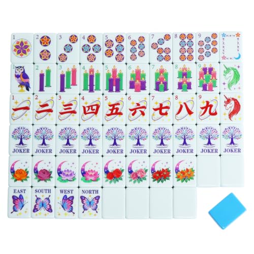 American Mahjong Set, 160 Blue Engraved Melamine Tiles | 1.2x0.9 Inches Travel Mahjong Tiles, Storage Bag, For Adult Social Games, Beginners & Mah Jongg Lovers Gift