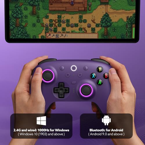 8Bitdo Ultimate 2 Wireless 2.4G Controller (Purple) | For Windows PC, Apple, Steam & Android, TMR Joystick, Star-Ring RGB Lights, Adjustable Trigger Locks, Charging Dock Included - color: Purple