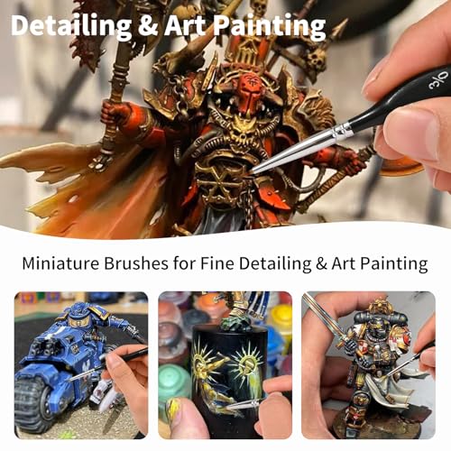 GETHPEN Detail Paint Brushes Set, 15pcs Miniature Paint Brushes | Micro Detail Paint Brush Set, Small Fine Detail Model Brushes, for Acrylics, Watercolors & Paint by Number, Figurine - size: 15 Sizes